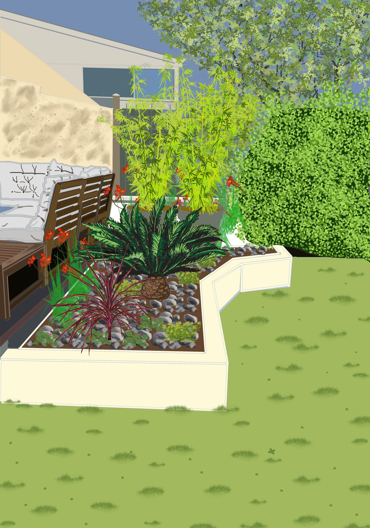 plan 3d Aménagement d’un petit jardin urbain